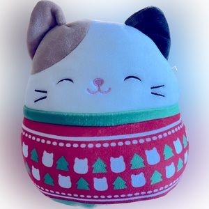 Can the cat. Squishmallows. Sweater toting. 10”